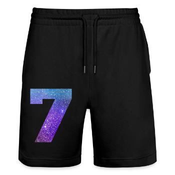 Galaxie Nummer 7 - Stanley/Stella Unisex Bio Joggingshorts Trainer  - Schwarz - Vorne - Nik (191cm) & Marisol (170cm)