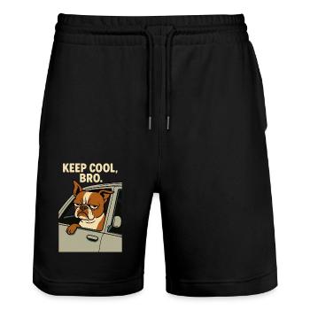 Keep Cool, Bro Pablo - Stanley/Stella Unisex Bio Joggingshorts Trainer  - Schwarz - Vorne - Nik (191cm) & Marisol (170cm)
