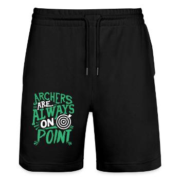 Archers Are Always On Point - Stanley/Stella Trainer Unisex Organic Jogging Shorts - black - Front - Nik (191cm) & Marisol (170cm)