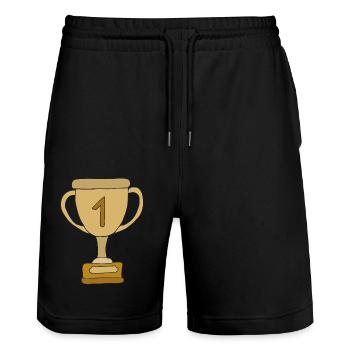 Première place dans la coupe - Short de jogging bio TRAINER Stanley/Stella unisexe - noir - Devant - Nik (191cm) & Marisol (170cm)