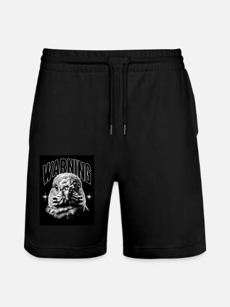 Warning Dove Bird Gift - Stanley/Stella Trainer Unisex Organic Jogging Shorts - black