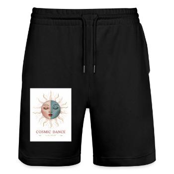 Danse Cosmique Don Spirituel - Short de jogging bio TRAINER Stanley/Stella unisexe - noir - Devant - Nik (191cm) & Marisol (170cm)
