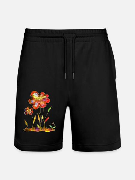 Blumen - Stanley/Stella Unisex Bio Joggingshorts Trainer - Schwarz