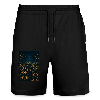 Surrealer Ozean der Augen Mitternachtsfahrt - Stanley/Stella Unisex Bio Joggingshorts Trainer  - Schwarz - Vorne - Nik (191cm) & Marisol (170cm)