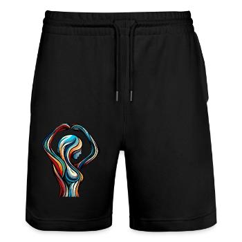 Colorful woman - Stanley/Stella Trainer Unisex Organic Jogging Shorts - black - Front - Nik (191cm) & Marisol (170cm)