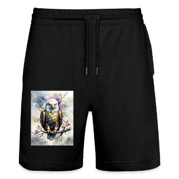 Bald Eagle - Stanley/Stella Trainer Unisex Organic Jogging Shorts - black - Front - Nik (191cm) & Marisol (170cm)
