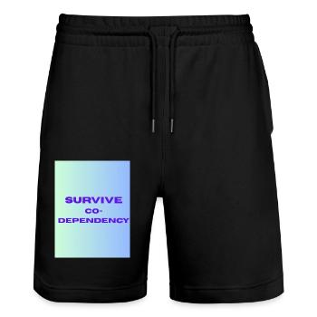 SURVIVE co dependency - Short de jogging bio TRAINER Stanley/Stella unisexe - noir - Devant - Nik (191cm) & Marisol (170cm)