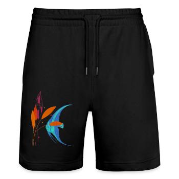 Fish and Plant - Stanley/Stella Trainer Unisex Organic Jogging Shorts - black - Front - Nik (191cm) & Marisol (170cm)