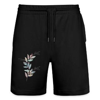 Collorful Plant - Stanley/Stella Trainer Unisex Organic Jogging Shorts - black - Front - Nik (191cm) & Marisol (170cm)