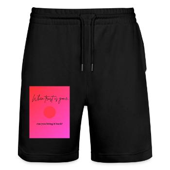 when trust is gone - Short de jogging bio TRAINER Stanley/Stella unisexe - noir - Devant - Nik (191cm) & Marisol (170cm)