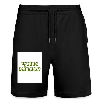 PFERDEMÄDCHEN Retro-Design - Stanley/Stella Unisex Bio Joggingshorts Trainer  - Schwarz - Vorne - Nik (191cm) & Marisol (170cm)