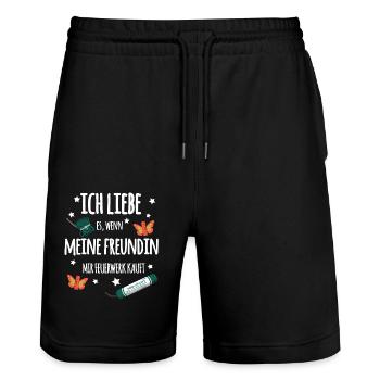 Pyro Partnerschaft - Stanley/Stella Unisex Bio Joggingshorts Trainer  - Schwarz - Vorne - Nik (191cm) & Marisol (170cm)
