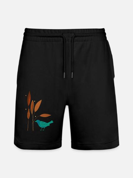 Bird and plants - Stanley/Stella Trainer Unisex Organic Jogging Shorts - black
