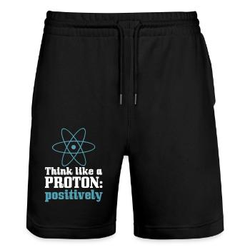 Physics Think Like A Proton Positively - Stanley/Stella Trainer Unisex Organic Jogging Shorts - black - Front - Nik (191cm) & Marisol (170cm)