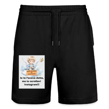 Ich habe es dir gesagt, aber du hast durch Instagram gescrollt!! - Stanley/Stella Unisex Bio Joggingshorts Trainer  - Schwarz - Vorne - Nik (191cm) & Marisol (170cm)