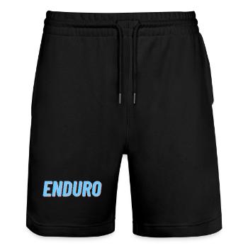 Enduro Motorrad Biker Motorradfahrer Offroad Cross - Stanley/Stella Unisex Bio Joggingshorts Trainer  - Schwarz - Vorne - Nik (191cm) & Marisol (170cm)