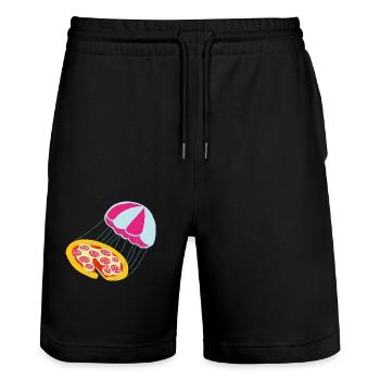 Pizza volante - Short de jogging bio TRAINER Stanley/Stella unisexe - noir - Devant - Nik (191cm) & Marisol (170cm)