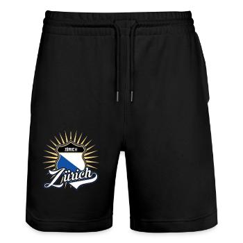 Zurich - Stanley/Stella Trainer Unisex Organic Jogging Shorts - black - Front - Nik (191cm) & Marisol (170cm)