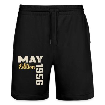 Mai 1956 Geburtstag Mai 1956 Geschenk Mai 1956 Mai - Stanley/Stella Unisex Bio Joggingshorts Trainer  - Schwarz - Vorne - Nik (191cm) & Marisol (170cm)