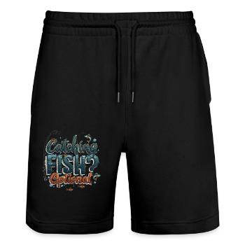 Attraper du poisson ? Optionnel! Chemise de pêche pêcheur - Short de jogging bio TRAINER Stanley/Stella unisexe - noir - Devant - Nik (191cm) & Marisol (170cm)