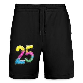 25 Zahl Comic - Stanley/Stella Unisex Bio Joggingshorts Trainer  - Schwarz - Vorne - Nik (191cm) & Marisol (170cm)