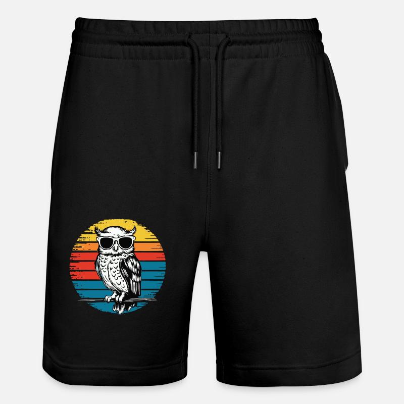 Nachteule Eule Eulen Vogel - Stanley/Stella Unisex Bio Joggingshorts Trainer - Schwarz