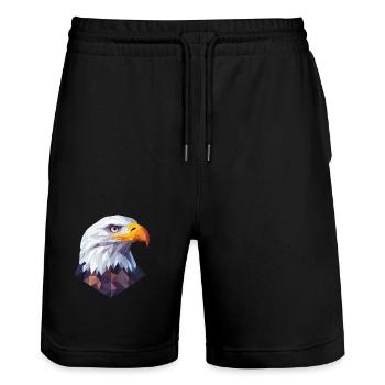 Eagle Head Low Poly Logo Design - Stanley/Stella Trainer Unisex Organic Jogging Shorts - black - Front - Nik (191cm) & Marisol (170cm)