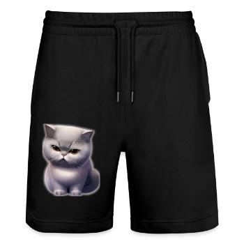 british shorthair - Stanley/Stella Trainer Unisex Organic Jogging Shorts - black - Front - Nik (191cm) & Marisol (170cm)