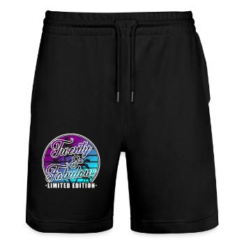 20 Geburtstag Geschenk Geburtstagsspruch 20 Jahre - Stanley/Stella Unisex Bio Joggingshorts Trainer  - Schwarz - Vorne - Nik (191cm) & Marisol (170cm)