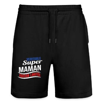 Véritable super maman édition limitée - Short de jogging bio TRAINER Stanley/Stella unisexe - noir - Devant - Nik (191cm) & Marisol (170cm)