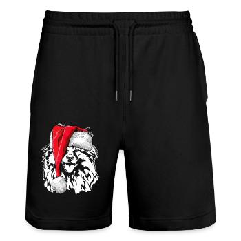 Santa Wolfsspitz Weihnachten Nikolaus Wilsigns - Stanley/Stella Unisex Bio Joggingshorts Trainer  - Schwarz - Vorne - Nik (191cm) & Marisol (170cm)