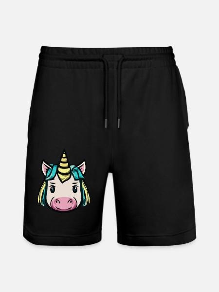 Einhorn - Stanley/Stella Unisex Bio Joggingshorts Trainer  - Schwarz