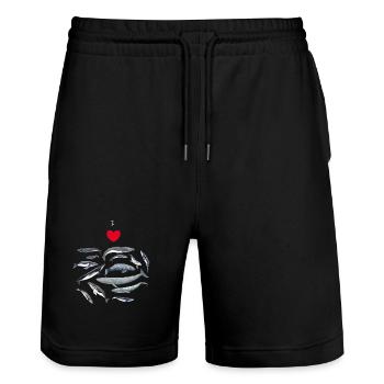 Les baleines aiment - J'adore les baleines - Baleines - Short de jogging bio TRAINER Stanley/Stella unisexe - noir - Devant - Nik (191cm) & Marisol (170cm)