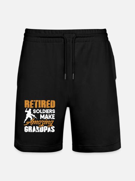 Retired Soliders Make Amazing Grandpas Shirt - Stanley/Stella Trainer Unisex Organic Jogging Shorts - black