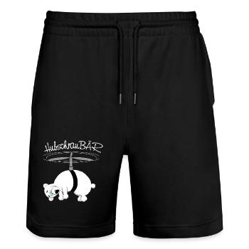 herziger, drolliger Bär - Stanley/Stella Unisex Bio Joggingshorts Trainer  - Schwarz - Vorne - Nik (191cm) & Marisol (170cm)