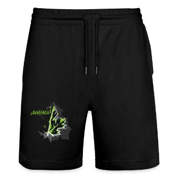 maple leaf nature tree symbol illustration nature - Stanley/Stella Trainer Unisex Organic Jogging Shorts - black - Front - Nik (191cm) & Marisol (170cm)