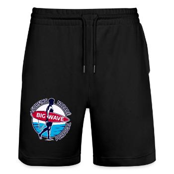 Surfen Nazaré Big Wave Portugal - Stanley/Stella Unisex Bio Joggingshorts Trainer  - Schwarz - Vorne - Nik (191cm) & Marisol (170cm)