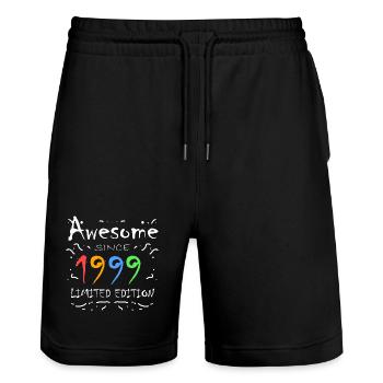 1999 - Born 1999 - Fantastic since 1999 - Stanley/Stella Trainer Unisex Organic Jogging Shorts - black - Front - Nik (191cm) & Marisol (170cm)
