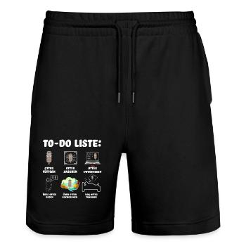 To-Do Liste Otter - Funny Shirts - Lustiger Spruch - Stanley/Stella Unisex Bio Joggingshorts Trainer  - Schwarz - Vorne - Nik (191cm) & Marisol (170cm)