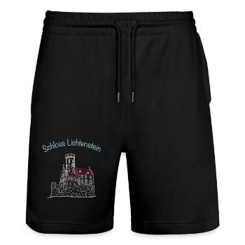 Schloss Lichtenstein, Märchenschloss, Deutschland - Stanley/Stella Unisex Bio Joggingshorts Trainer  - Schwarz - Vorne - Nik (191cm) & Marisol (170cm)