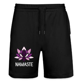 Idée cadeau de yoga - Namaste - Short de jogging bio TRAINER Stanley/Stella unisexe - noir - Devant - Nik (191cm) & Marisol (170cm)