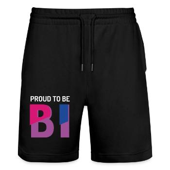 Proud To Be Bisexual - Stanley/Stella Trainer Unisex Organic Jogging Shorts - black - Front - Nik (191cm) & Marisol (170cm)