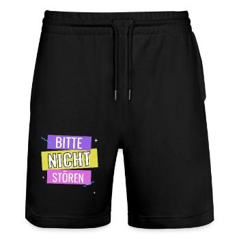 Bitte Nicht Stören - Stanley/Stella Unisex Bio Joggingshorts Trainer  - Schwarz - Vorne - Nik (191cm) & Marisol (170cm)
