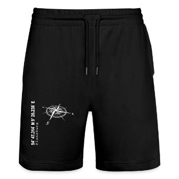Koordinaten Flensburg - Stanley/Stella Unisex Bio Joggingshorts Trainer  - Schwarz - Vorne - Nik (191cm) & Marisol (170cm)