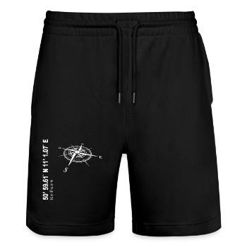 Koordinaten Erfurt - Stanley/Stella Unisex Bio Joggingshorts Trainer  - Schwarz - Vorne - Nik (191cm) & Marisol (170cm)