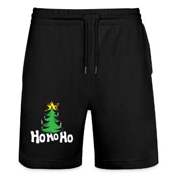 Hohoho Christmas Tree Fir Tree Symbol Stars - Stanley/Stella Trainer Unisex Organic Jogging Shorts - black - Front - Nik (191cm) & Marisol (170cm)