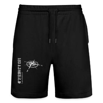 Koordinaten Landshut - Stanley/Stella Unisex Bio Joggingshorts Trainer  - Schwarz - Vorne - Nik (191cm) & Marisol (170cm)