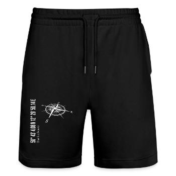 Koordinaten Zwickau - Stanley/Stella Unisex Bio Joggingshorts Trainer  - Schwarz - Vorne - Nik (191cm) & Marisol (170cm)
