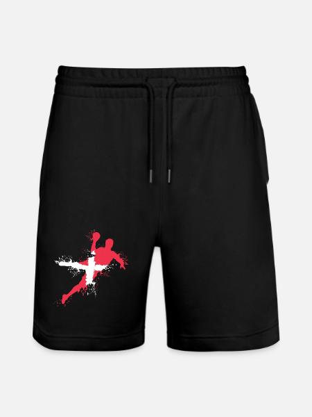 Handball Team Dänemark Handballer Symbol Wurf icon - Stanley/Stella Unisex Bio Joggingshorts Trainer - Schwarz