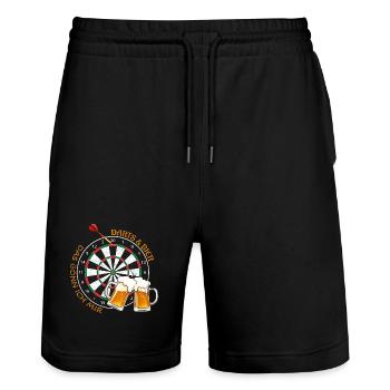 Darts & Bier - Das gönn ich mir - Stanley/Stella Unisex Bio Joggingshorts Trainer  - Schwarz - Vorne - Nik (191cm) & Marisol (170cm)